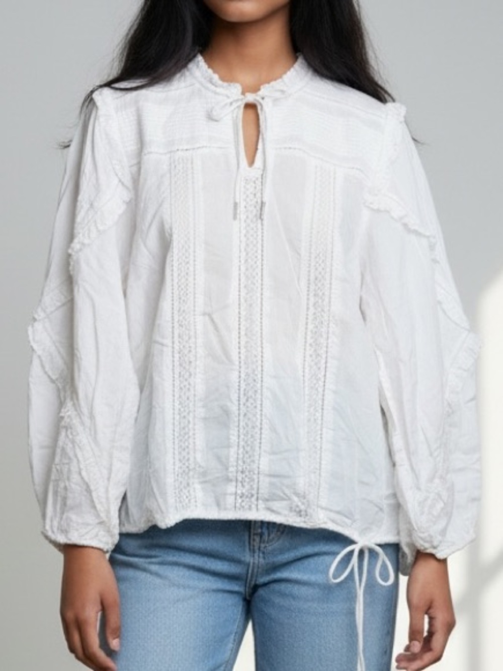 NWT American Eagle AE 77 Peasant Blouse Large White